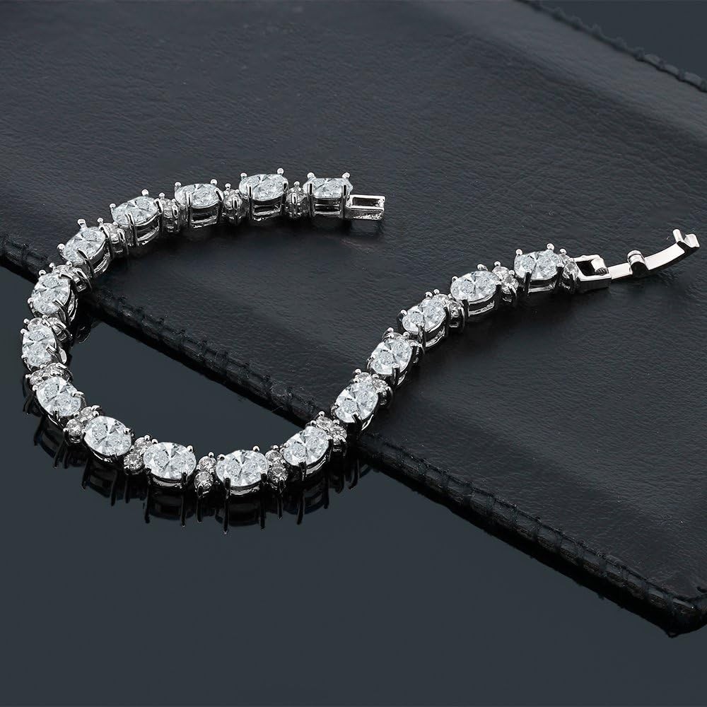 20.00 Ct Gorgeous Oval and Round 7 Inch Sparkling Cubic Zirconia CZ Tennis Br…