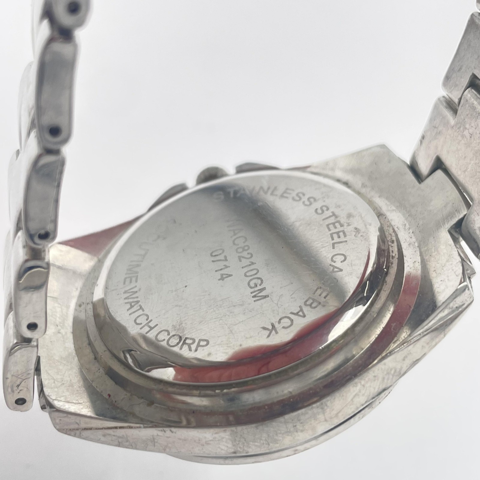 Accutime Watch Corp Mens Crystal Dial Stainless Steel Watch WAC8210GM