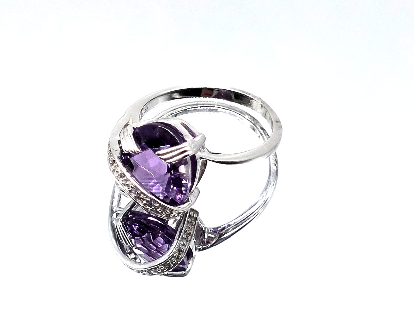 Women White Gold Rhodium Over Solid Sterling Silver 4.38 CTW Purple Amethyst