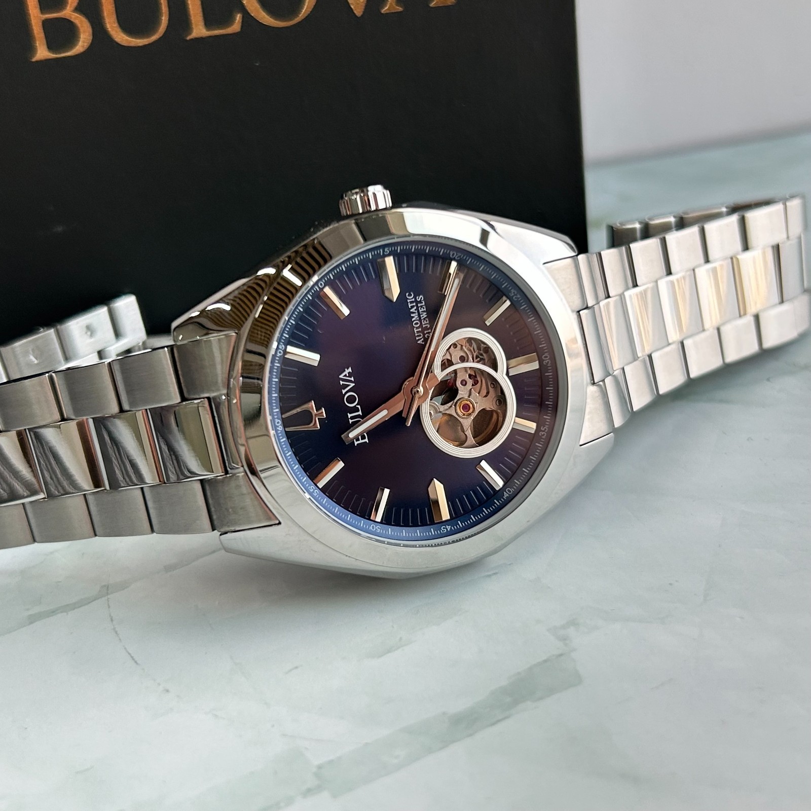 Bulova Surveyor Blue Dial Stainless Steel Strap Men’s 96A275 Automatic Watch