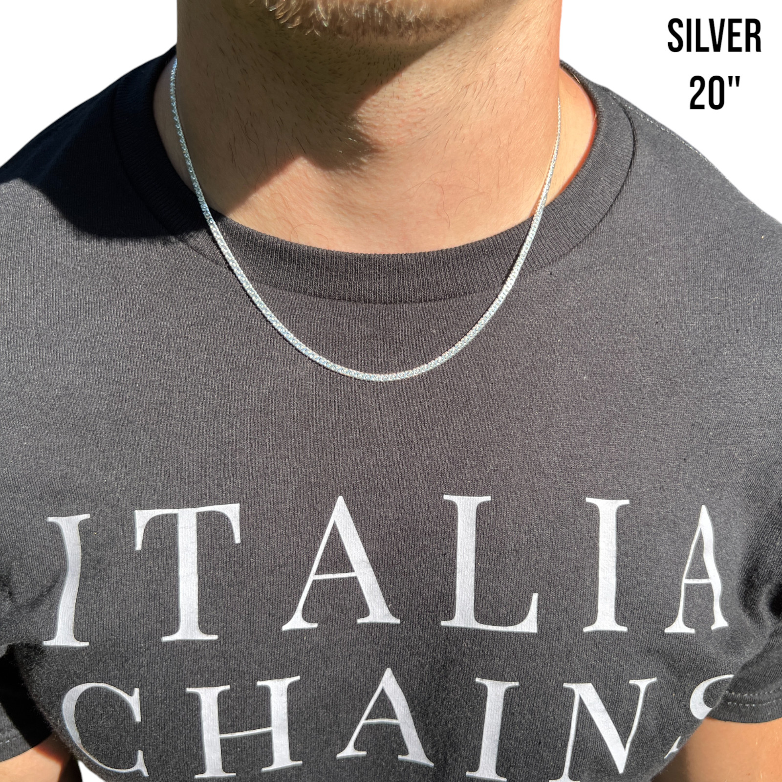 2.5mm Dollar Chain Necklace – Real Solid 925 Sterling Silver MADE IN ITALY