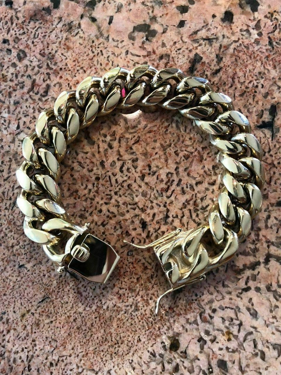 18mm Men’s Miami Cuban Link Bracelet 14k Gold Plated Stainless Steel 150 Grams