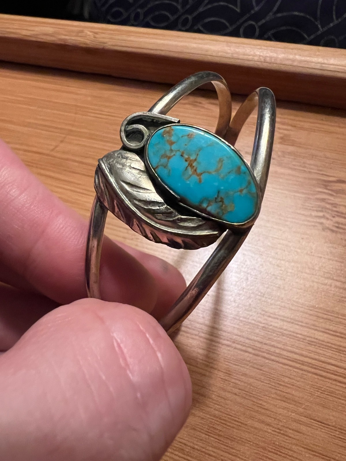 Real Turquoise, SW Alpaca Turquoise Cuff Small- Medium Bracelet