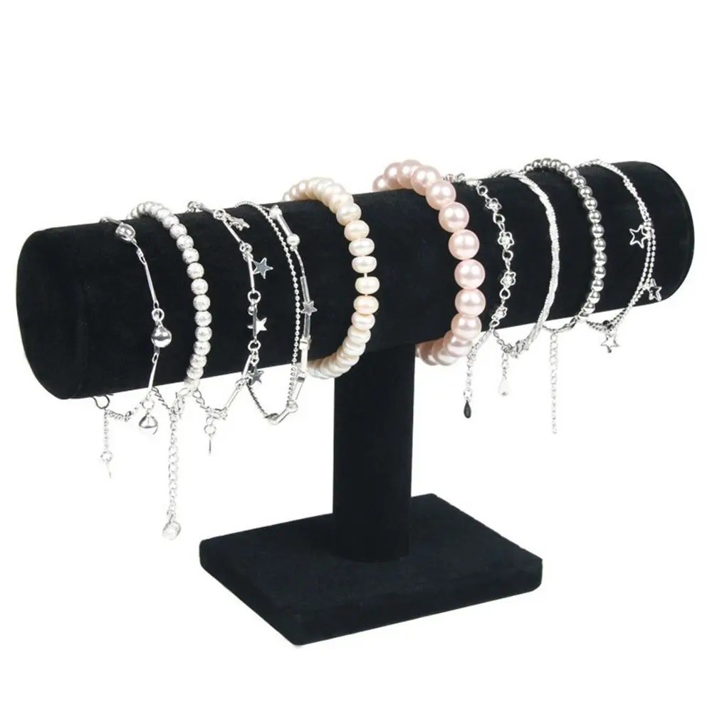 Velvet T-Bar Bracelet Display Stand Black Gray Jewelry Holder Watch Bangle Rack