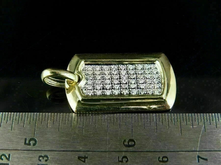 1.5Ct Real Moissanite Round Pendant Dog Tag Womens 14K Yellow Gold Plated