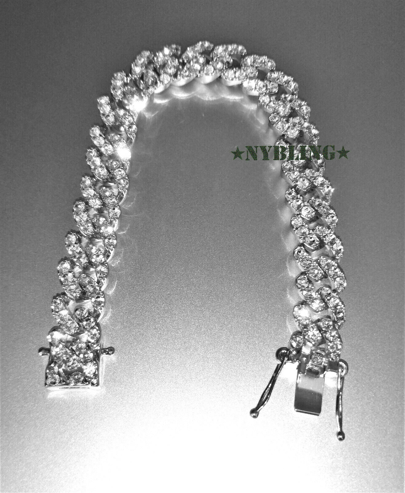 Miami Cuban Bracelet w CZ stones Men Hip Hop Gold Plated CZ Jewelry 7.5″ to 9.5″