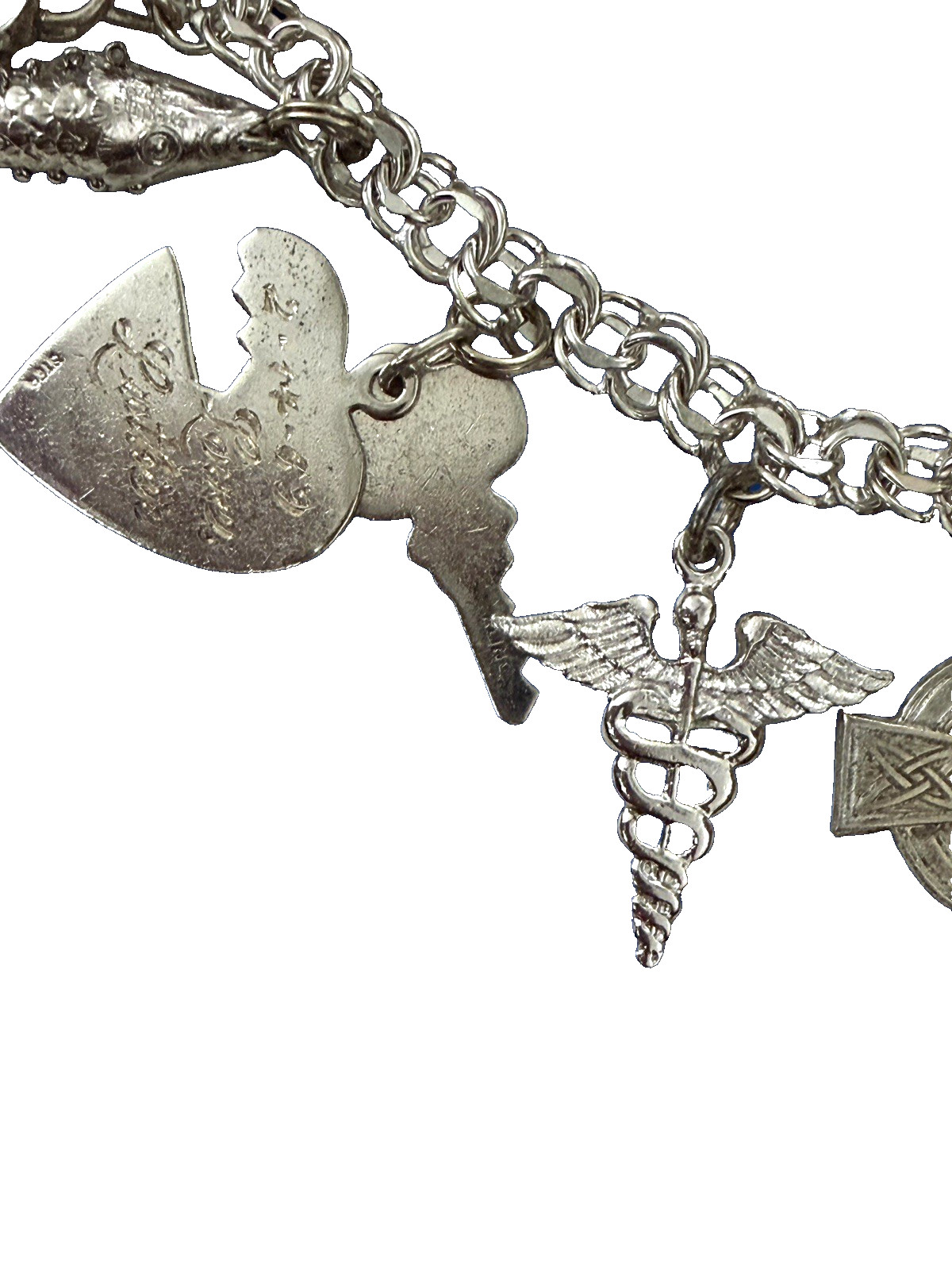 Sterling SIlver Charm Bracelet 50g Vintage 1960s American Yale Doctor 10 Charms