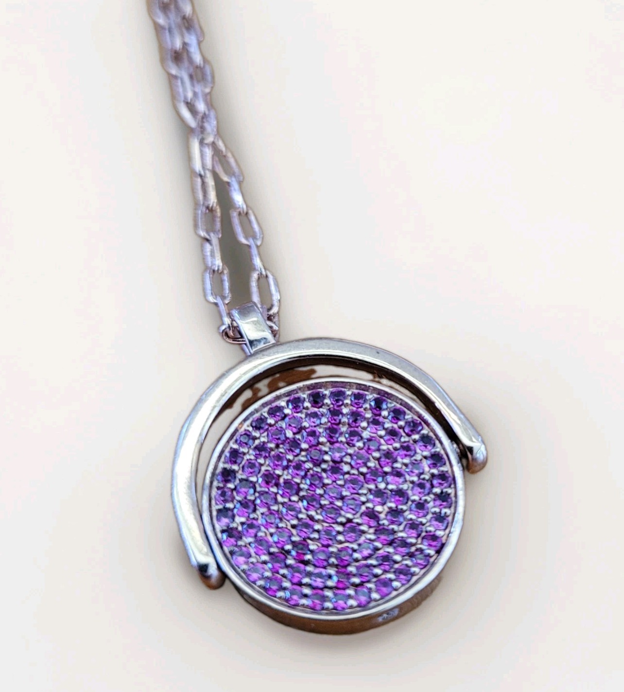HENRI BENDEL Dream Spinning Locket Necklace Rose Gold Pave Crystal