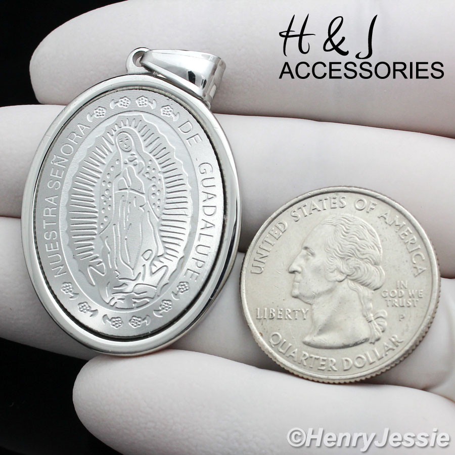 18-36″MEN Stainless Steel 3mm Silver Box Link Chain VIRGIN MARY Pendant*P26