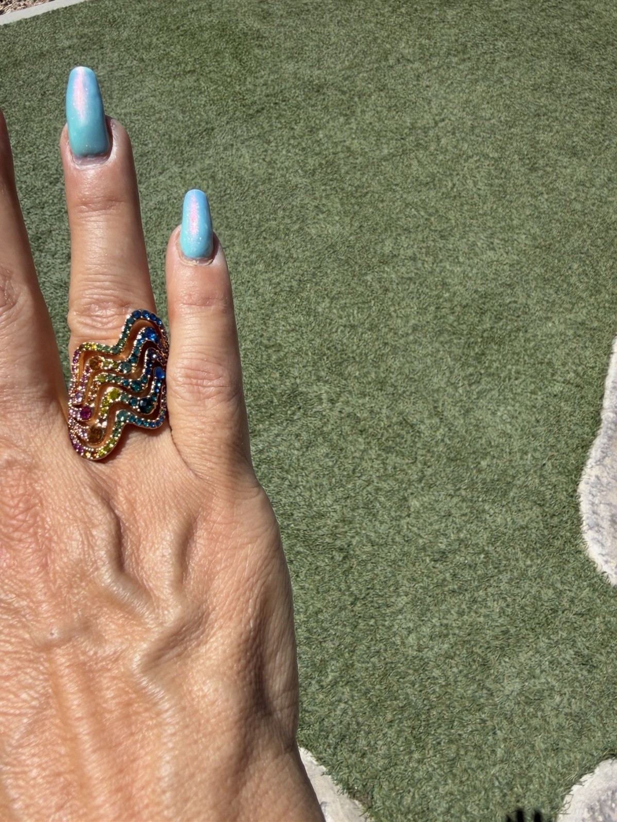 Kurt Geiger Rainbow Wave Cocktail Ring Size 7