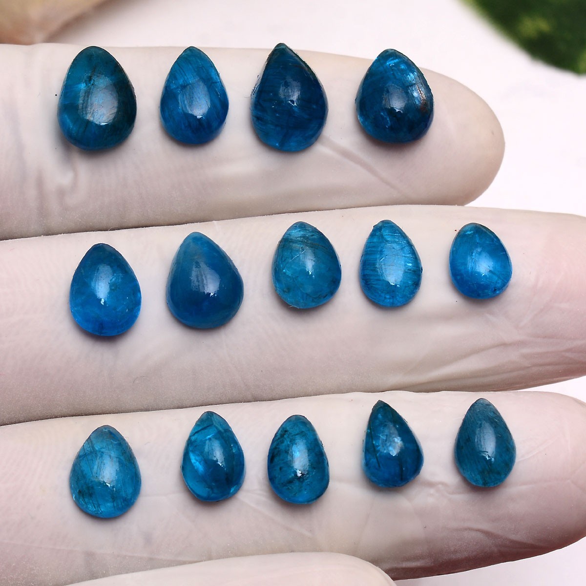 Set 14 Pcs Natural Apatite Untreated 8mm-12mm Pear Stunning Loose Gemstones Lot