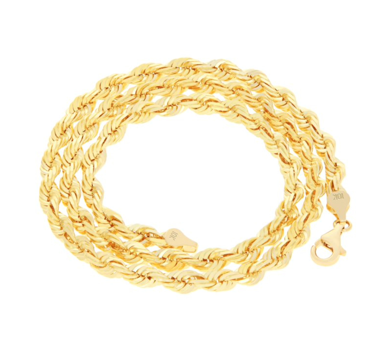 New Real 10K Men’s Yellow Gold Rope Chain 6mm Width 22″ Inc Necklace Diamond Cut