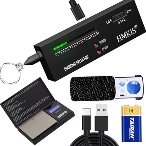 Diamond Tester & Jewelry Scale 200g/0.01g + 30X/60X/90X Loupe – USB & Battery Po