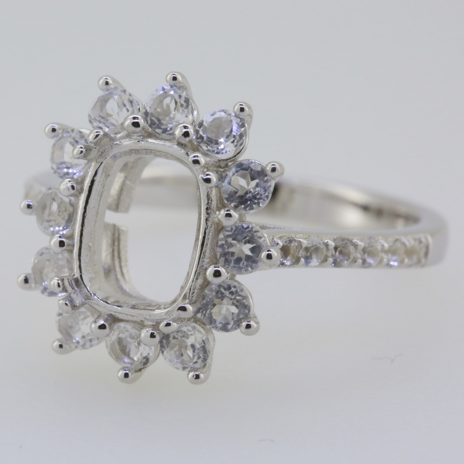 Sterling Silver Semi Mount Ring Setting Cushion CU 9x7mm Topaz GTL2027
