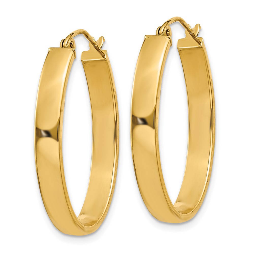 4mm x 30mm Polished 14k Yellow Gold Rectangular Tube Oval Hoops