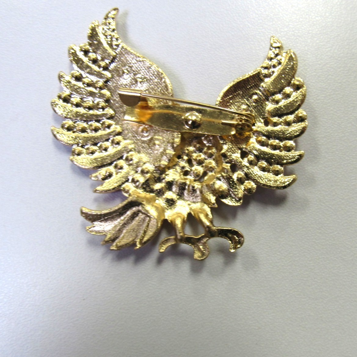 Gold Red White & Blue Rhinestone Crystal Eagle Pin Americana Patriotic # 31263