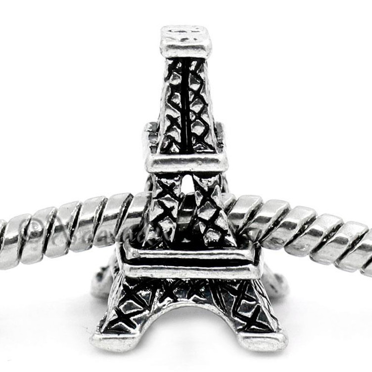 Paris Eiffel Tower European Bead Charm For Large Hole Charm Bracelets