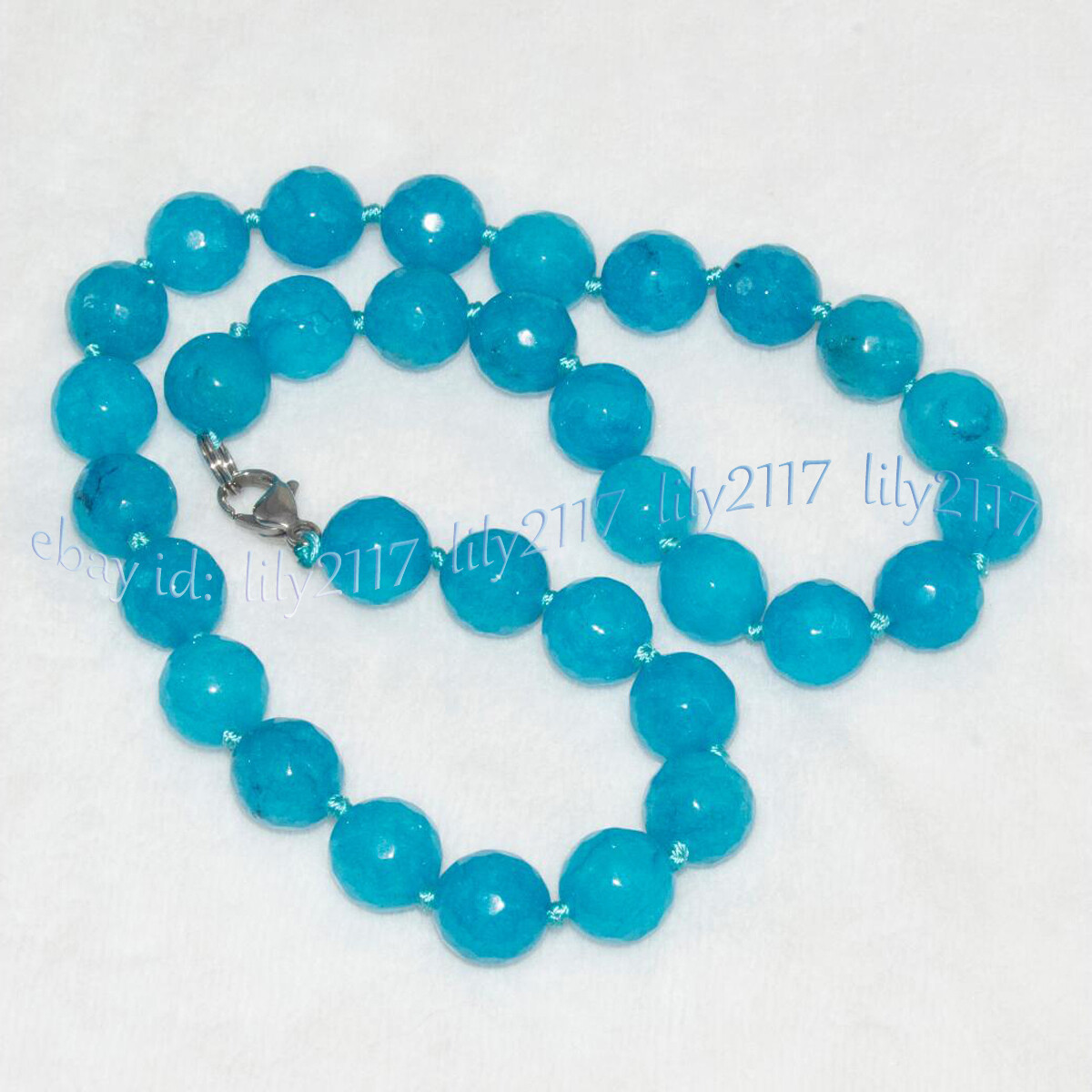 Faceted 8/10/12mm Blue Aquamarine Round Natural Gemstone Beads Necklace 14-72”
