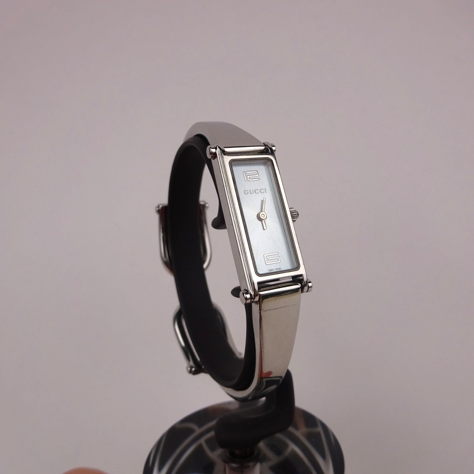 Gucci 1500L Bangle Watch Baby Blue Dial Stainless Steel Women’s