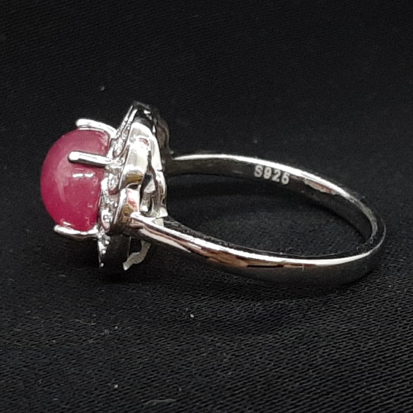 2.31ctw Star Ruby & White Sapphire 925 Sterling Silver Ring Size 8