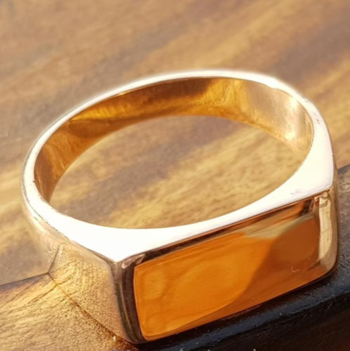 Hammered Solid Copper Ring – Minimalist Band Signet Ring Jewelry