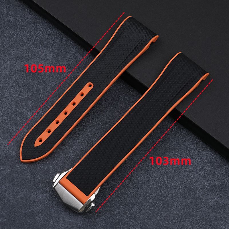 21mm Black Orange Strap Nylon Rubber Watch Band For Omega Seamaster Planet Ocean