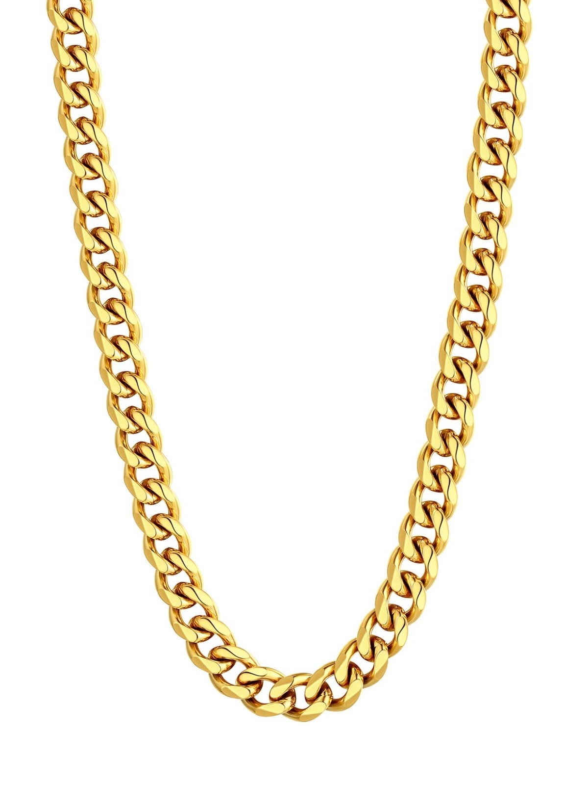 Chunky Cuban Link Chain Necklace, Stainless Steel Gold/Black, 14-30″ Curb Chain