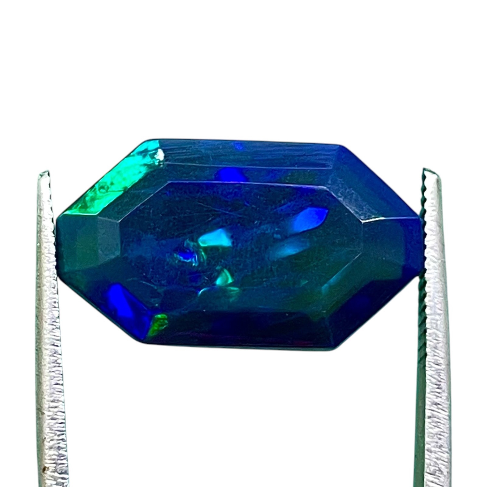 6.50 Cts Natural Ethiopian Black Opal 18x10mm Fancy Cut Multi Flash Gemstone
