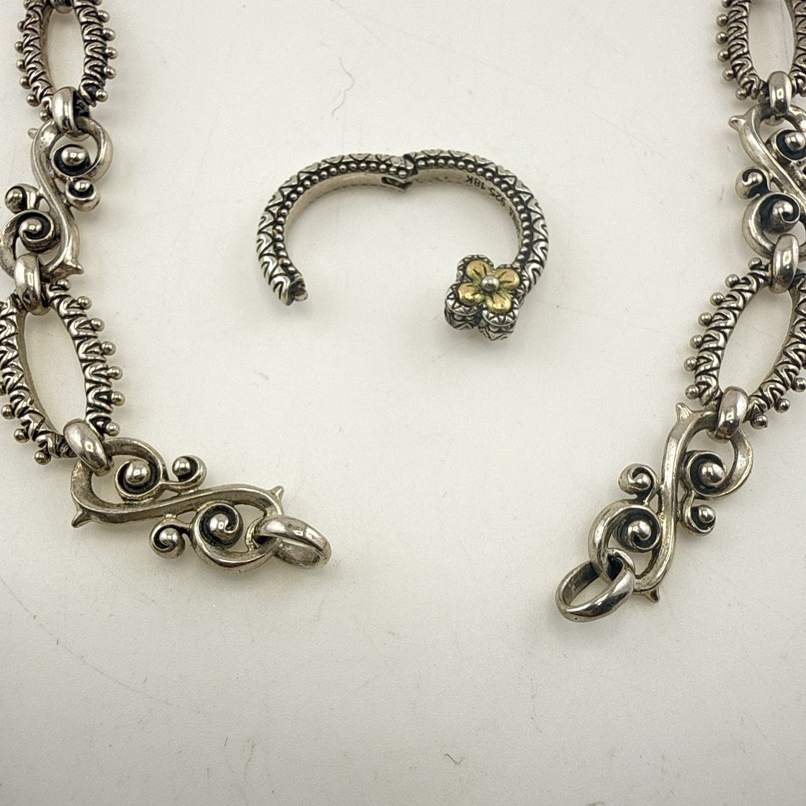 Barbara Bixby Necklace 18K Gold Sterling Silver Connector Ornate Chain Link 50g