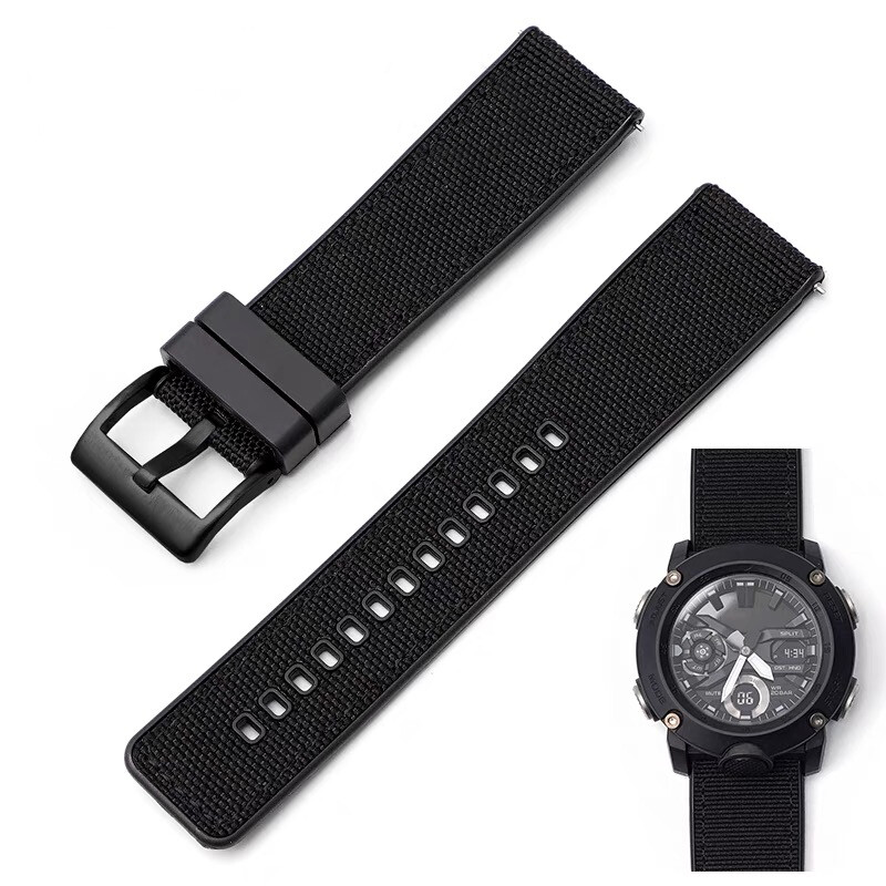 Nylon + Rubber Strap For G-SHOCK PRG-600 PRG-650 GA-2000 Watch Band Replacement