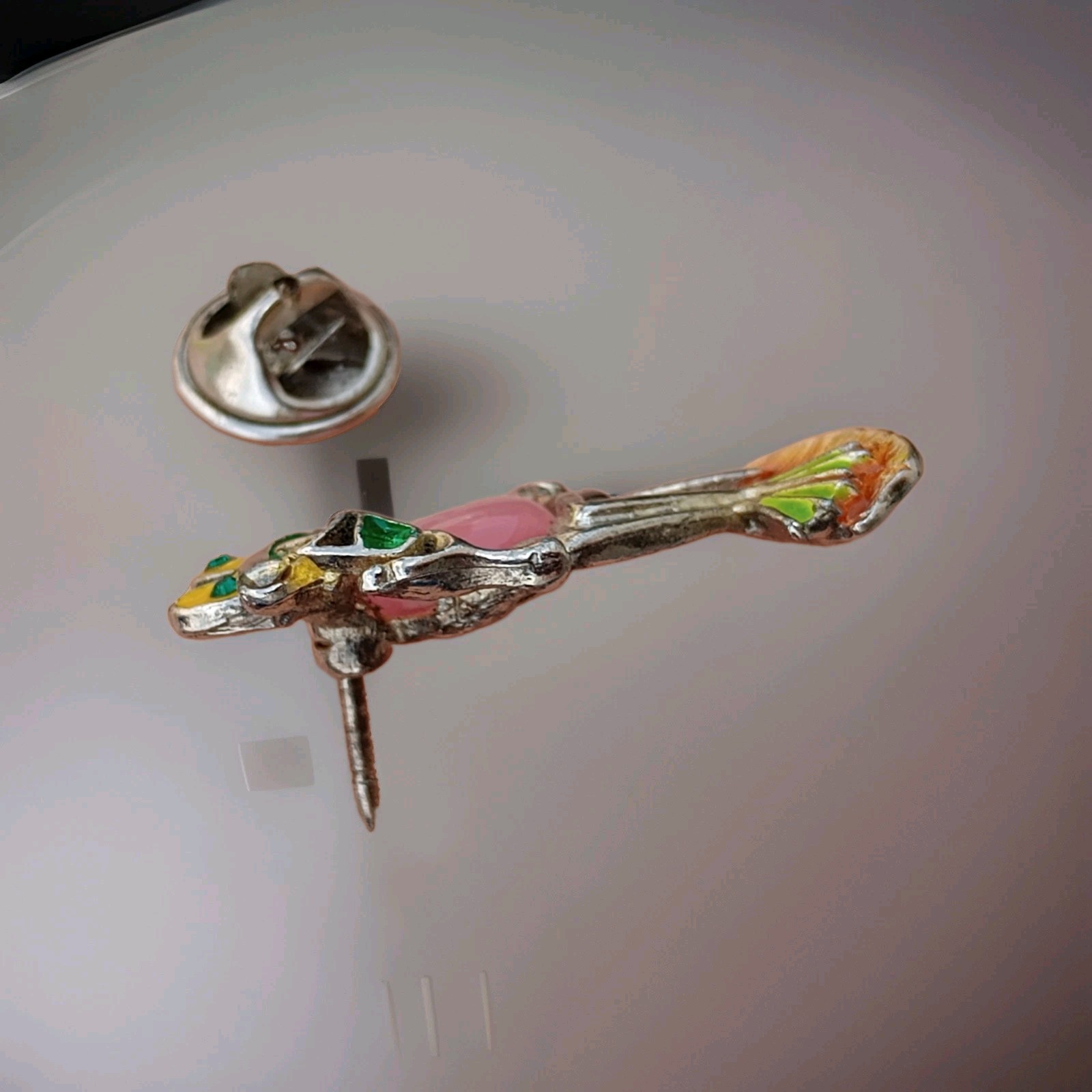 Vtg Jelly Belly Cocktail Frog Brooch Pin Pink, Enamel Cabochon Unbranded *MINT*