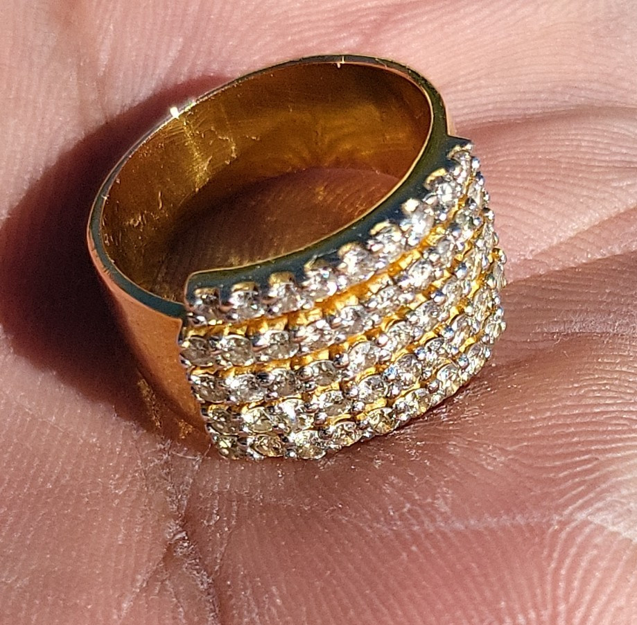 Solid 9K Gold Natural Diamond Ring c. 1960’s ~1.5 Carats, 6.3 Grams~ Size 5 NR