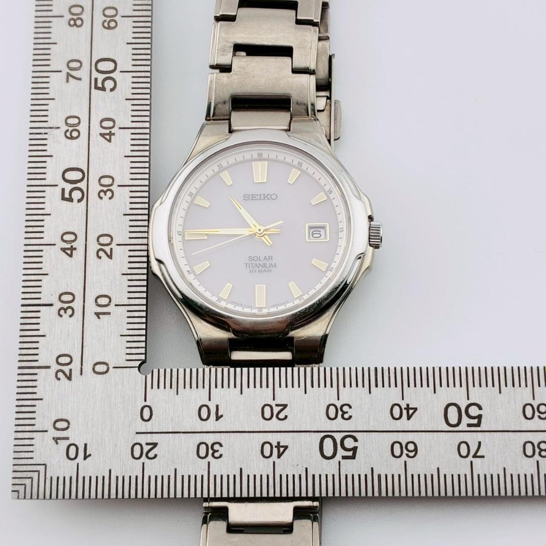 SEIKO Men’s Watch, Date Display, Original Strap, Solar Powered, Titanium