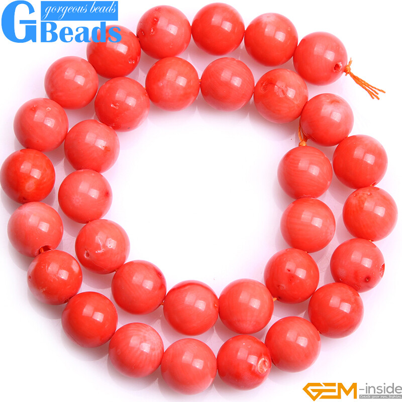 Round Orange Coral Gemstone Beads For Jewelry Making 15″ 2mm 3mm 4mm 5mm 6mm 7mm