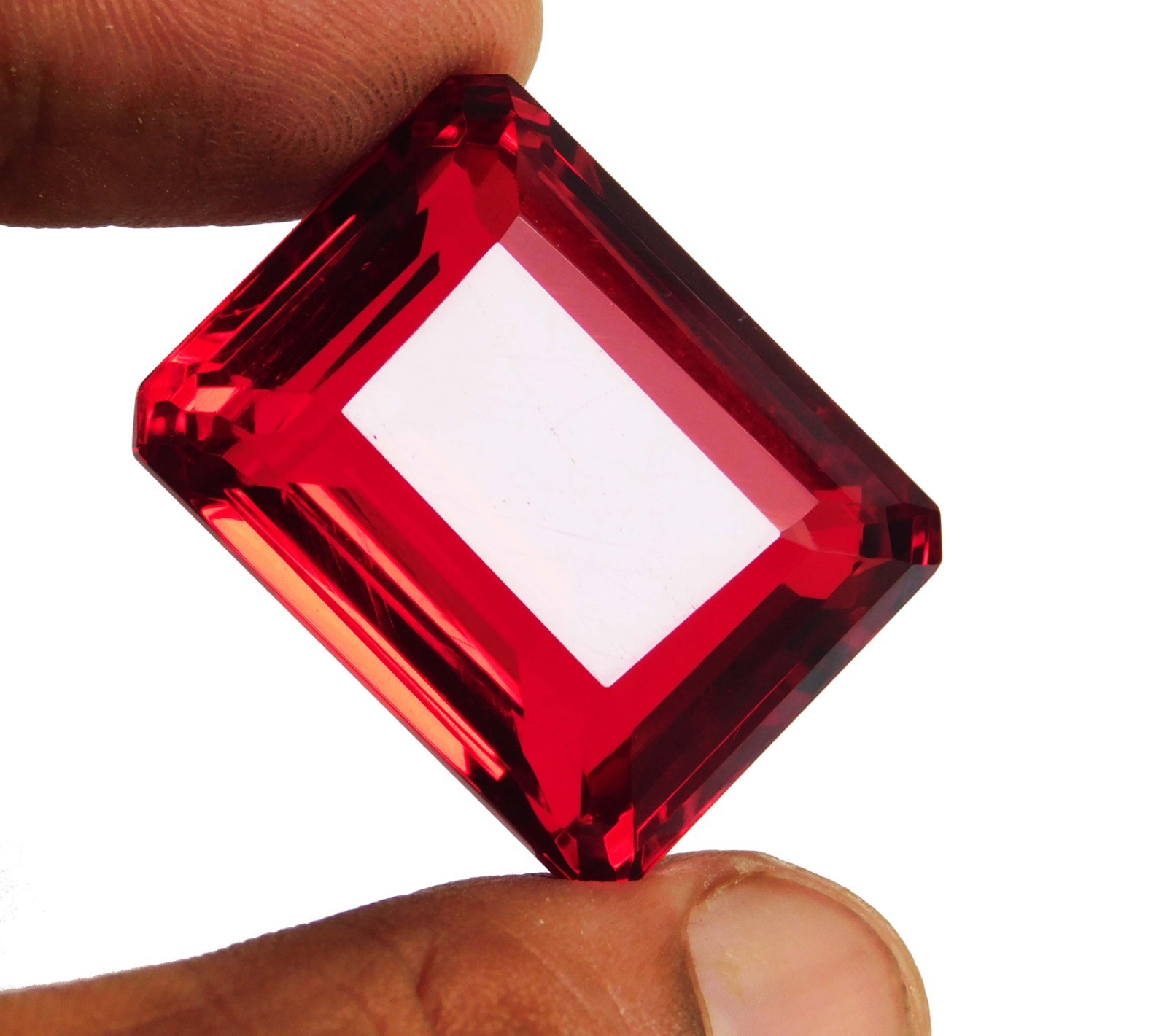 90.80cts. Natural Emerald Cut Translucent Madagascar Red Ruby Loose Gemstone