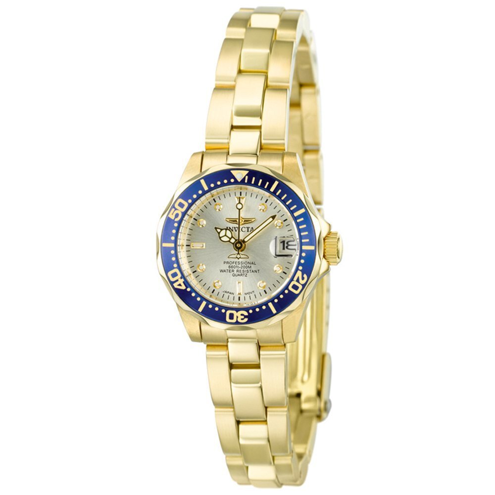 Invicta Women’s Watch Pro Diver Quartz Champagne Dial Yellow Gold Bracelet 4610