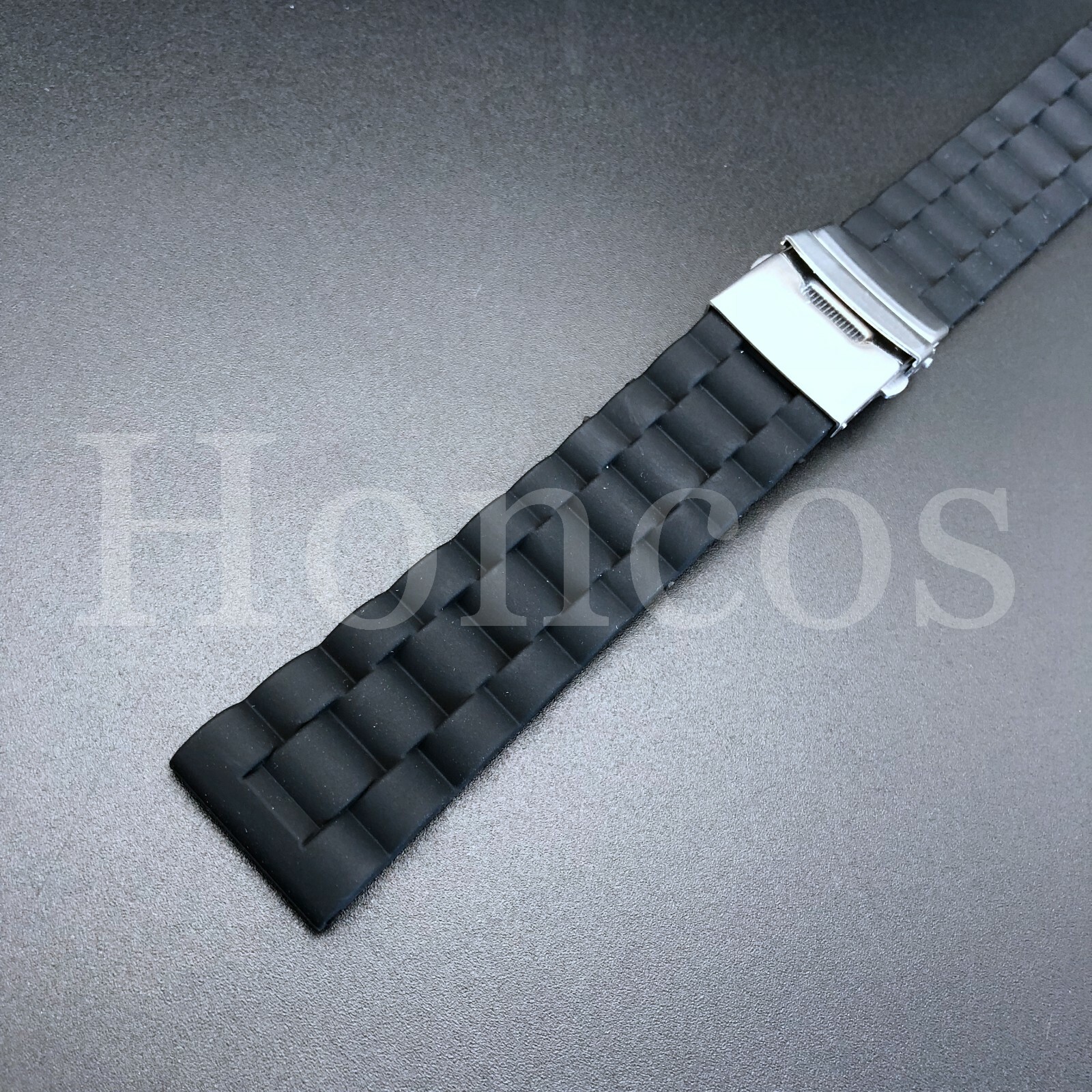 22MM BLACK SOFT SPORT SILICONE REPLACEMENT WATCH BAND Divers Style US SELLER