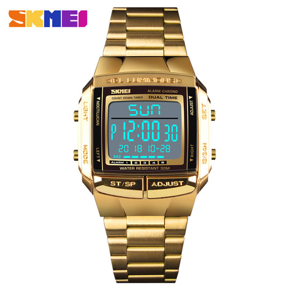 SKMEI Men Sport Watches Electronic Digital Watch LED Alarm Male Steel Wristwatch