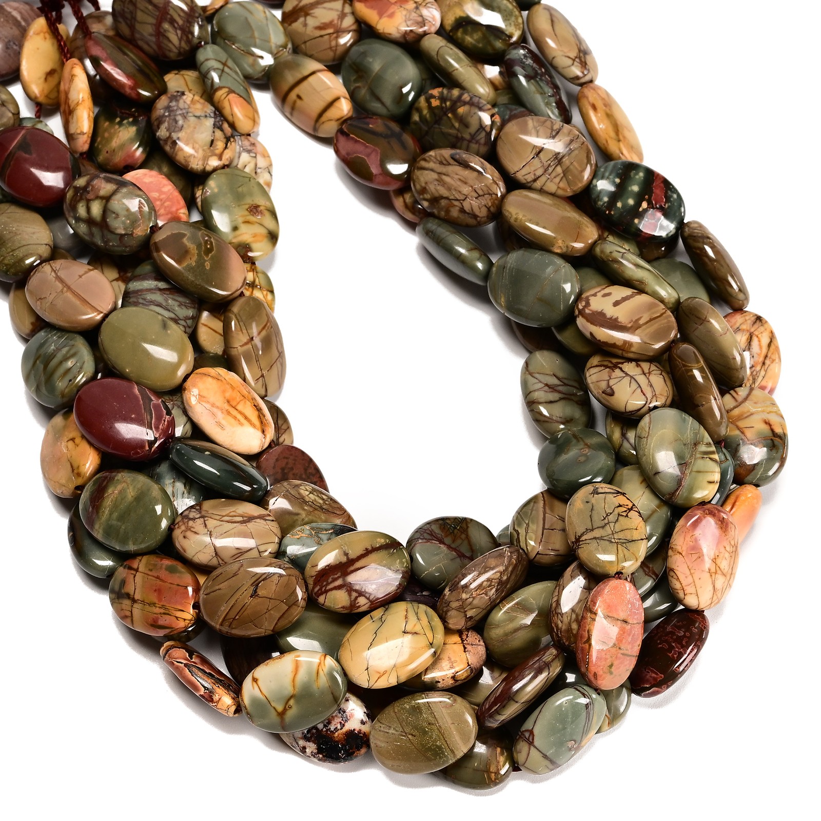 Natural Red Creek Jasper Smooth Oval Beads Size 12x16mm 13x18mm 15.5” Strand