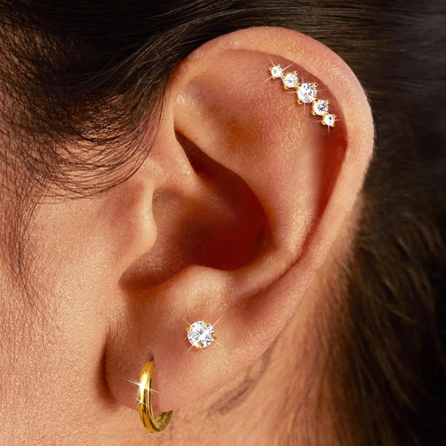 20G Cartilage Piercing Jewelry Flat Back Helix Earrings for Women Hypoallergenic