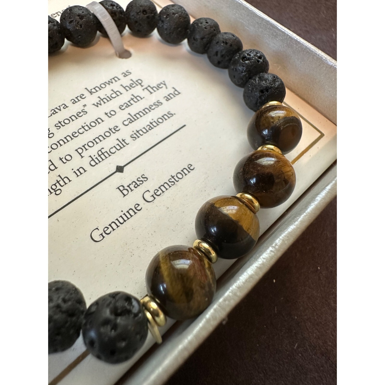 Shivam Agate & Lava Stretch Bead Bracelet Grounding Calm Strength