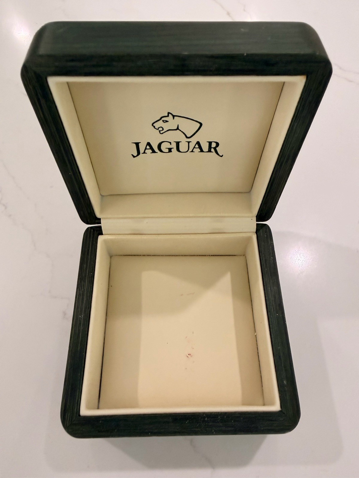 Authentic JAGUAR Swiss Watch Box Luxury Wood Grain Display Case & Pillow Mint