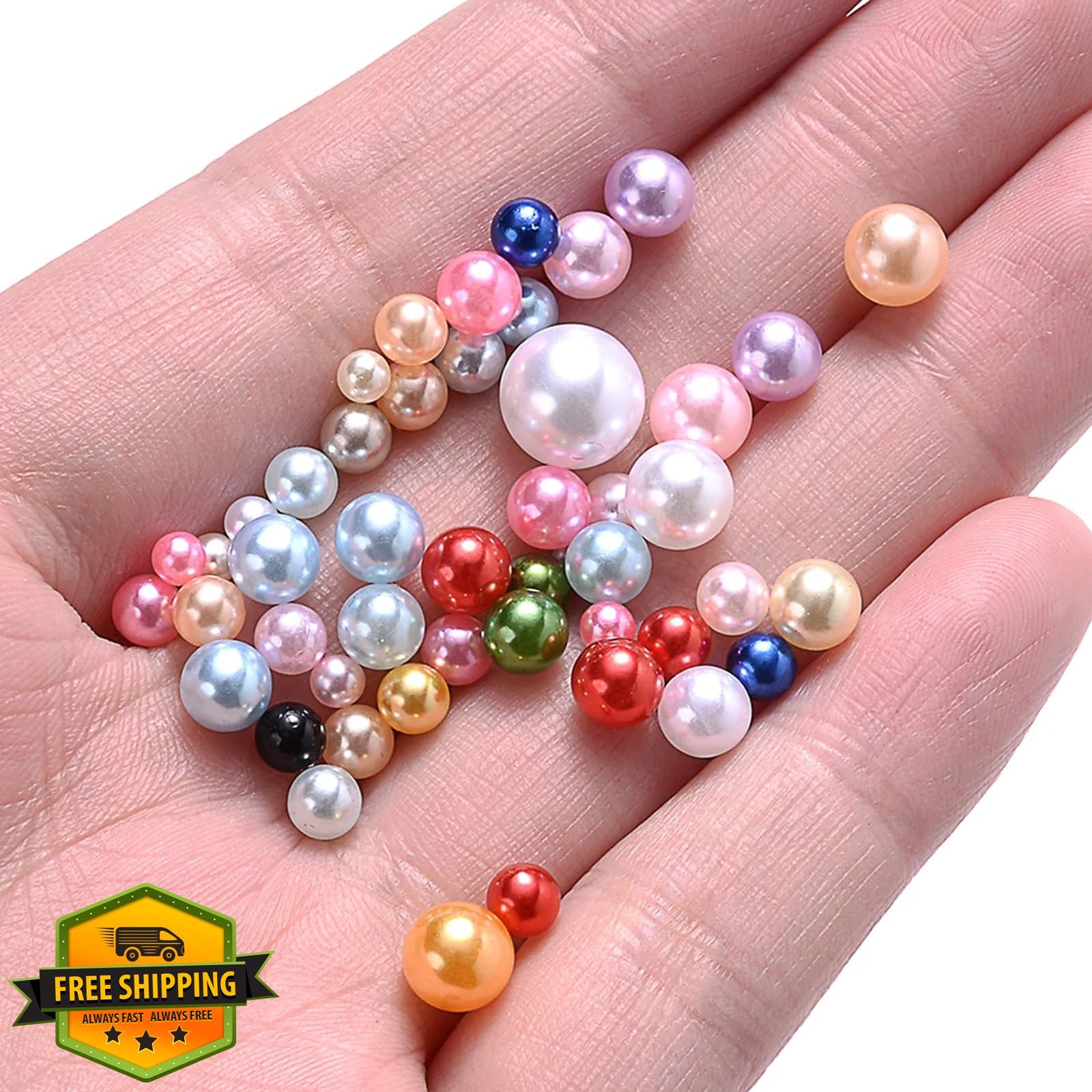 MKLKSDH No Hole Pearls Mix White Yellow Topaz 3-8MM