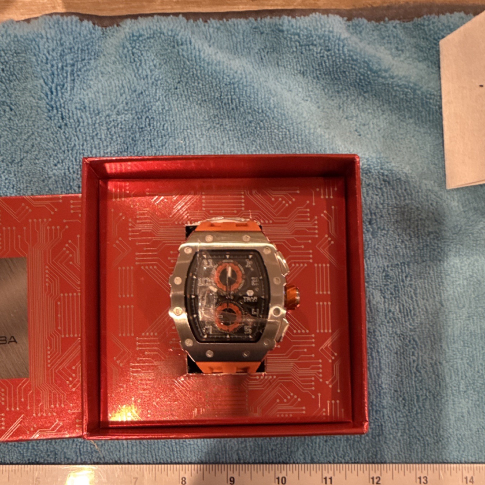 TSAR BOMBA Men’s Sports Quartz Wristwatch Orange Silicone Strap 50M