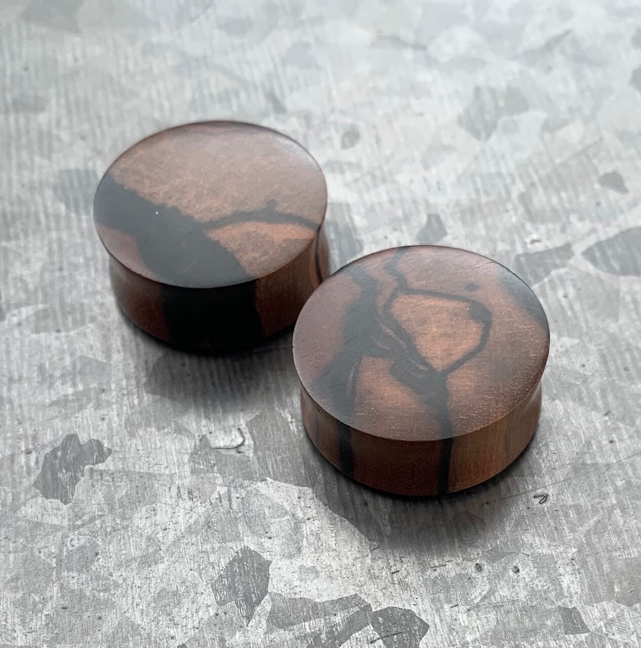 PAIR Ebony Wood Plugs Convex Saddle Double Flare Organic Tunnels Earlets Gauges