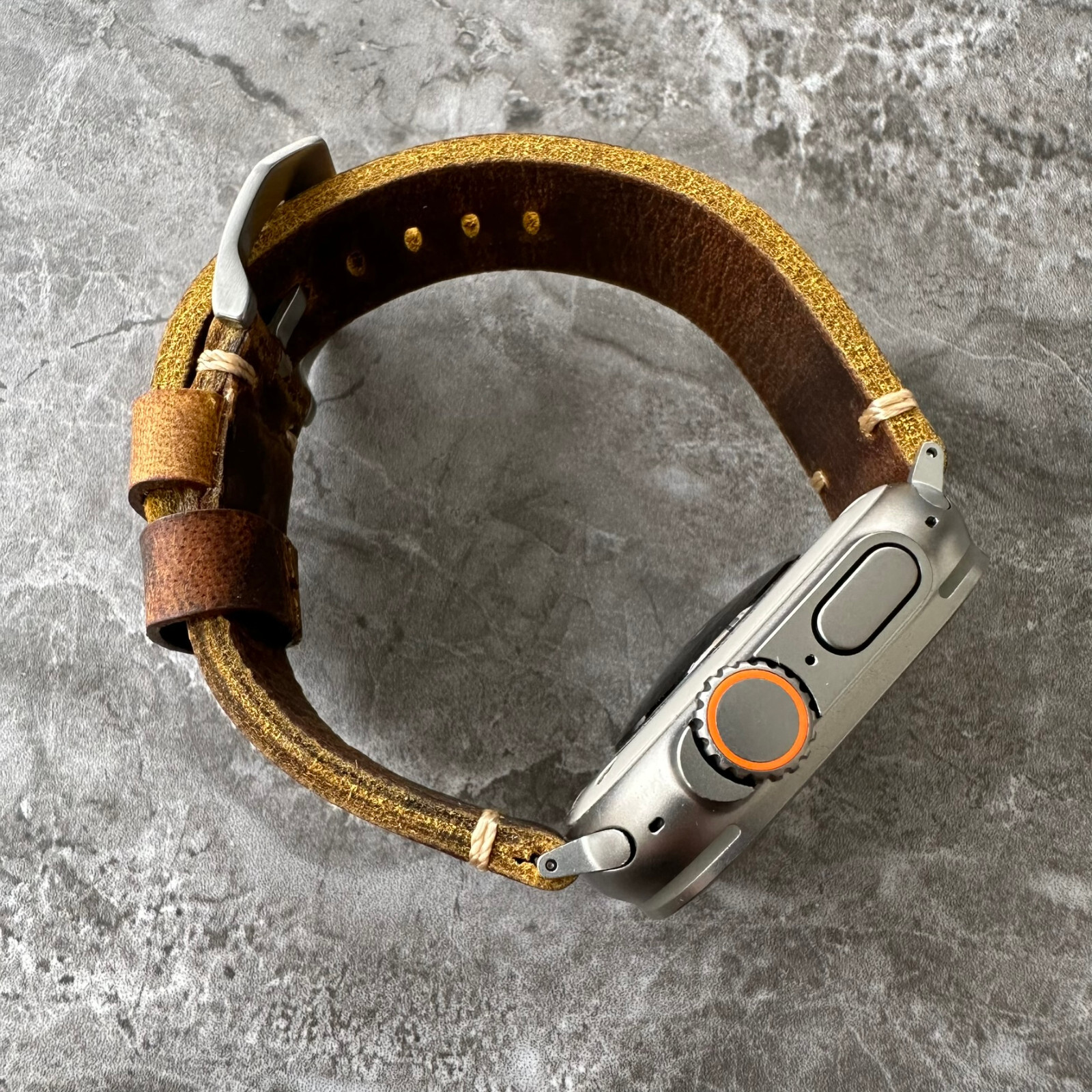 Thick Brown Buffalo Leather Watch Strap Band For NEW Apple Watch Ultra 1 2 49mm