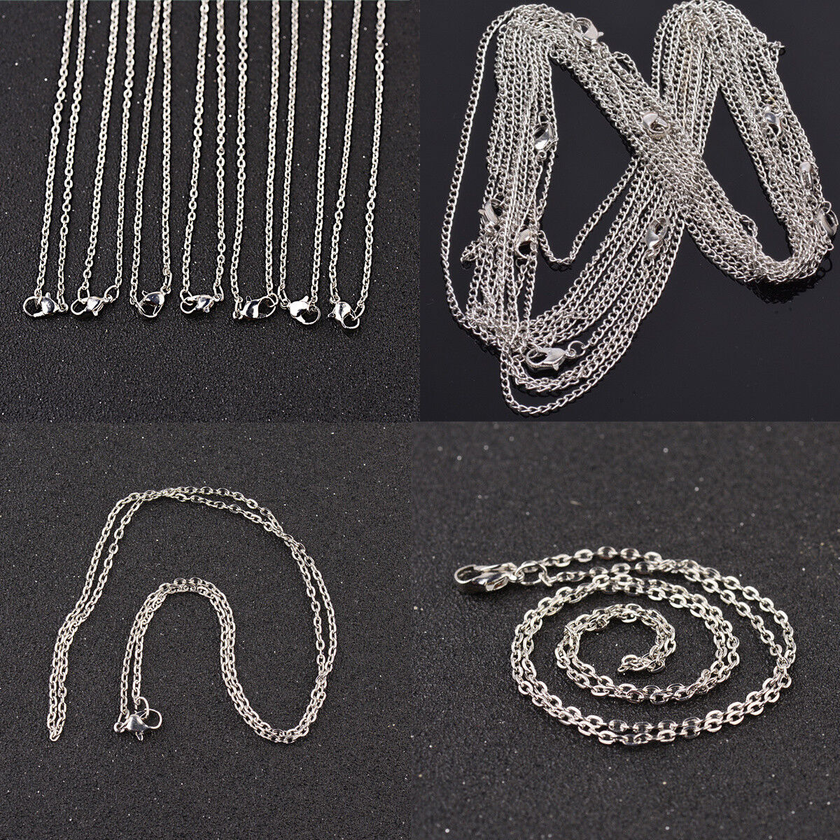 Wholesale 10 Pieces/Lot Silver Plated Making DIY Hard Link Chain Necklace 22”