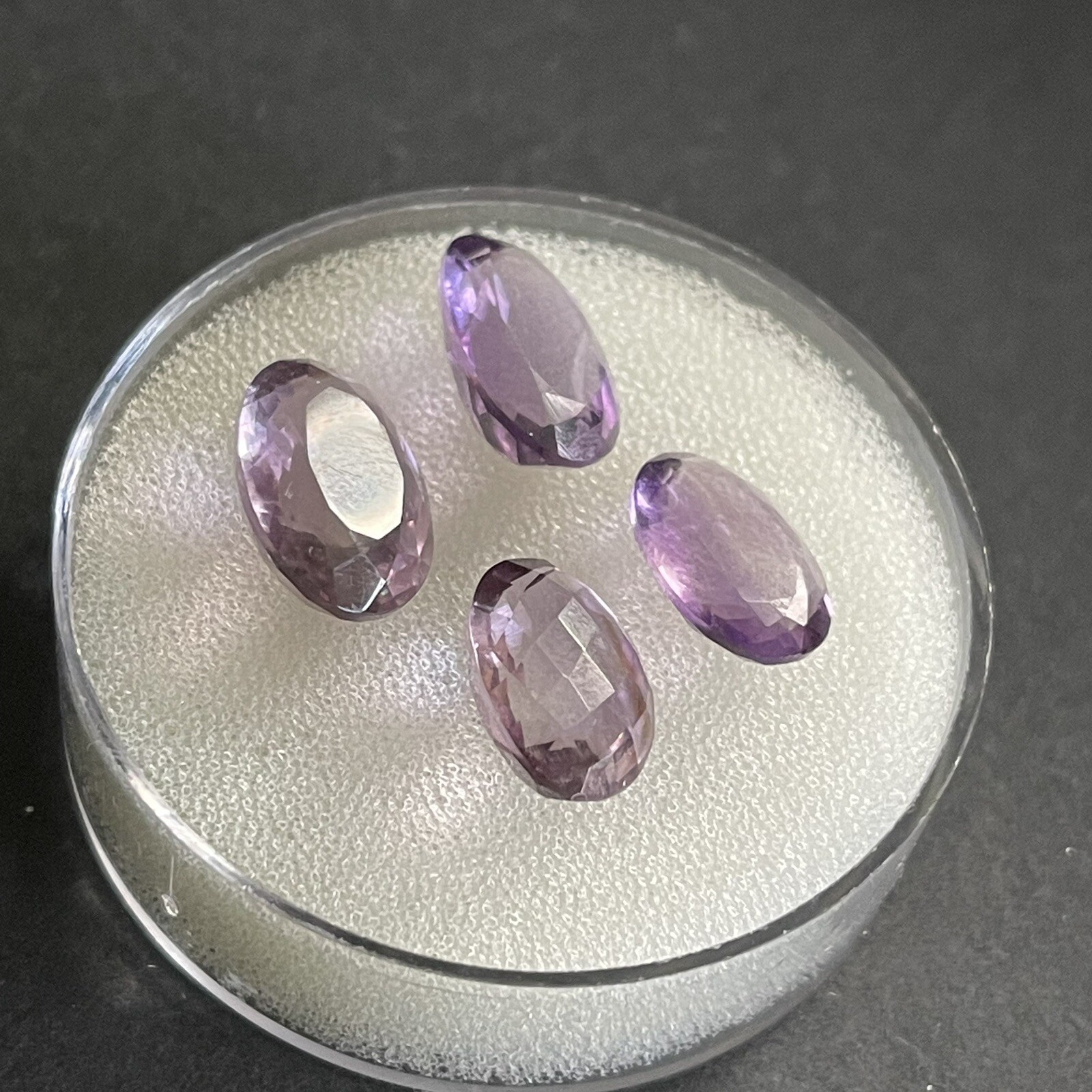 18.25ct 12.6-14.2mm 4pc Lot Purple Amethyst Oval Faceted Cabochons Gems