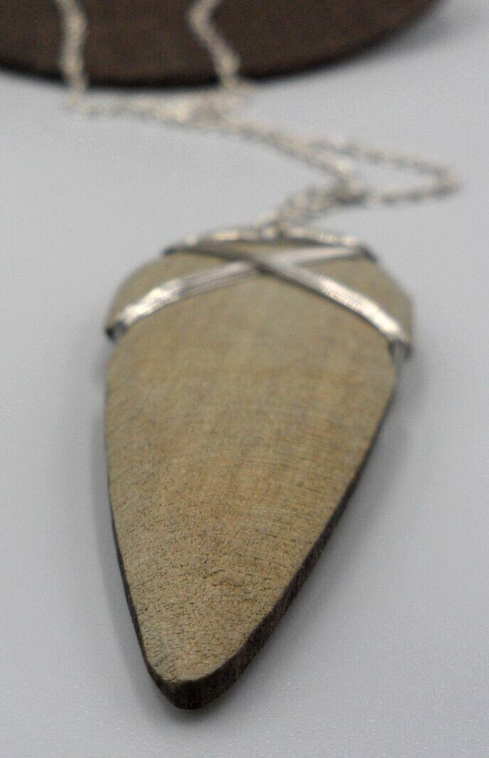Vintage Arrowhead Pendant Necklace Wire Wrapped Wood Spear Tip Fancy Cable Chain
