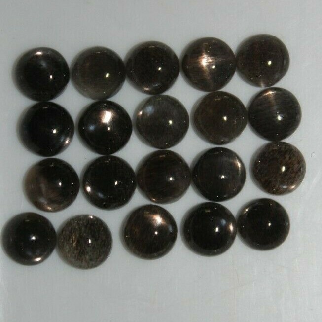 Black Moonstone 3mm, 4mm, 5mm, 6mm, 8mm Flat Back Round Cabochon Loose Gem(s)